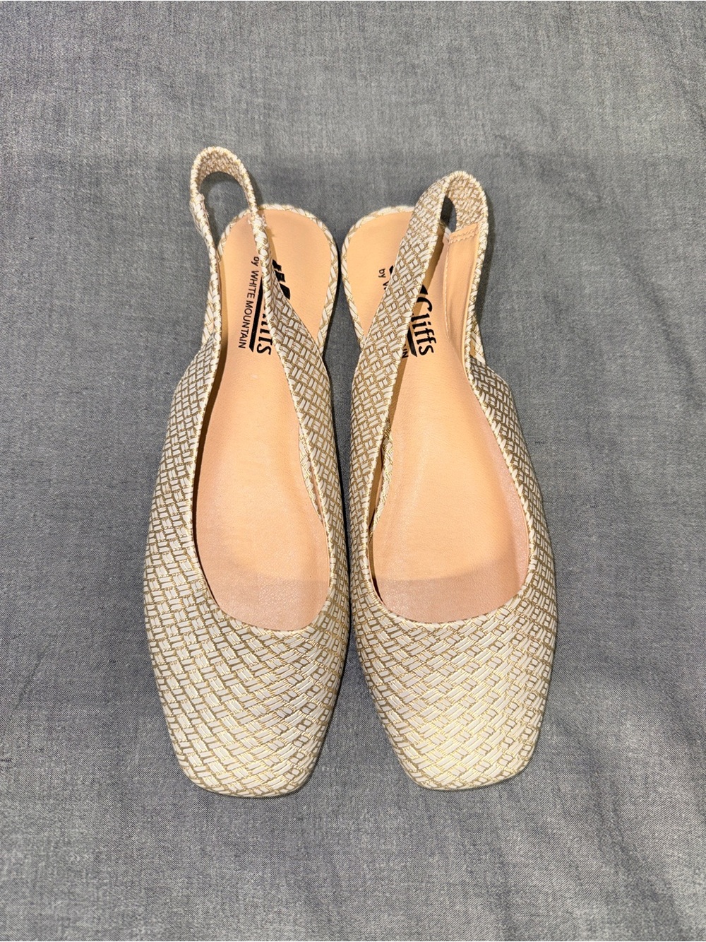 Cliffs by WHITE MOUNTAIN Gold Woven Slingback Flats